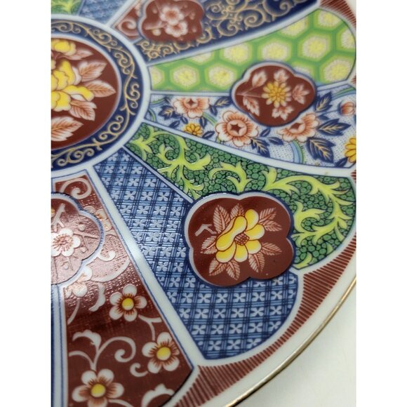 Japanese Imari Ware Decorative Plate Floral Geometric Design Collectors Item 6 1 - Picture 13 of 17